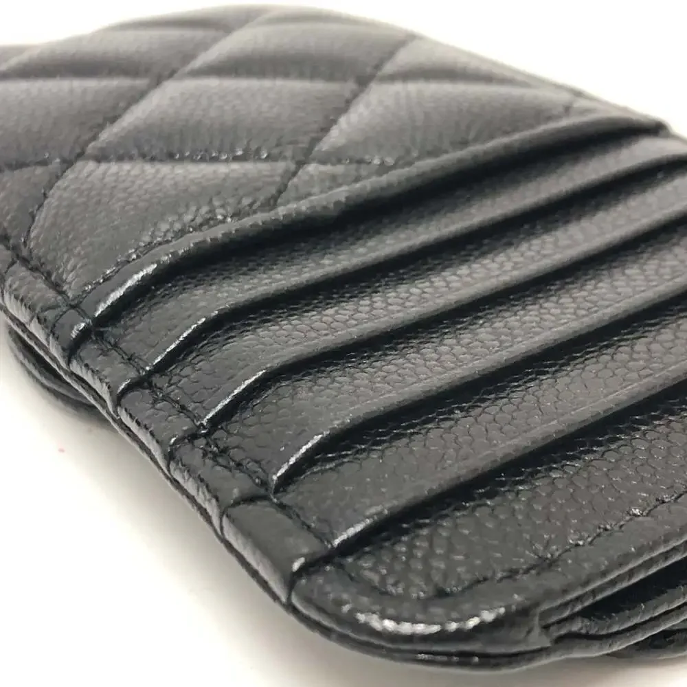 CHANEL Black Caviar Leather Logo Wallet